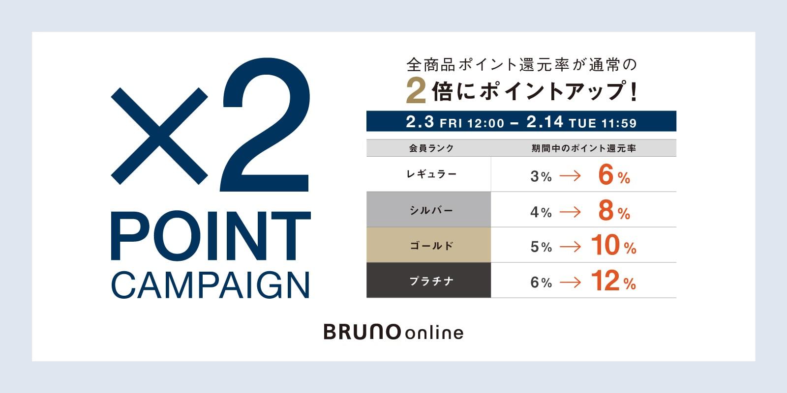 ×2 POINT CAMPAIGN　店舗・オンラインショップ同時開催！