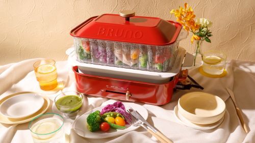 れも　Brunoホワイト+鍋+スチーマー せいろいらず！火を使わず、快適に本格蒸し料理。BRUNOコンパクト