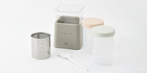 コンパクト発酵メーカー+セラミック保存容器 セット エクリュ