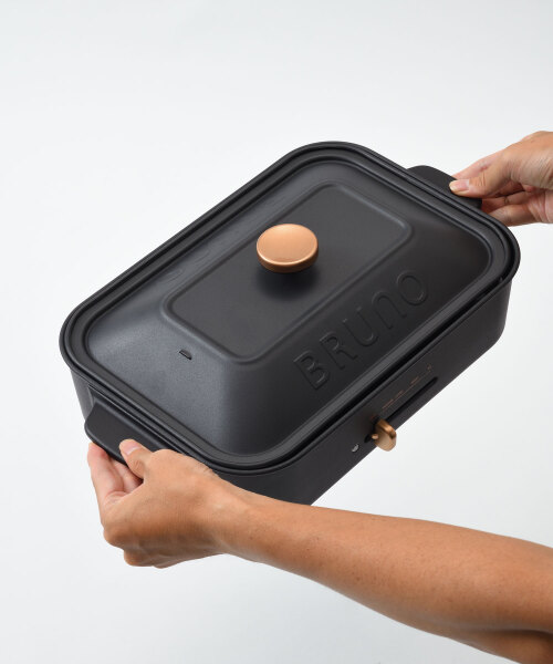 コンパクトホットプレート＋セラミックコート鍋(ブラック)セット