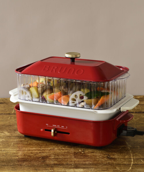 【新品】BRUNO コンパクトホットプレート スチーマー付き コンパクトホットプレート コンプリートセット（スチーマー1段