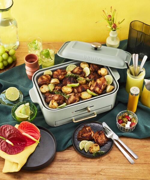 コンパクトグリルホットプレート スチーマー(1段)&セラミックコート鍋