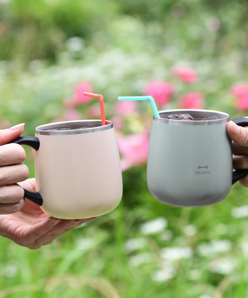 蓋つきステンレスマグ short2個 ギフト巾着Mセット アイボリー/ピンク
