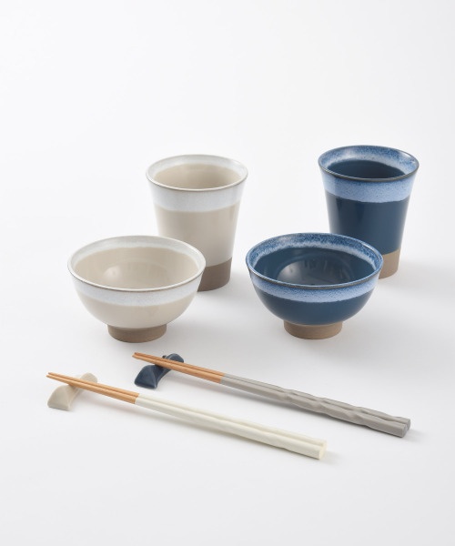 ブルーノ　ペア茶碗　ペア　お箸箸置きセット　新品未使用 BRUNO 結婚祝い ペア 食器 ギフトセット お茶碗 & 箸 & 箸置き