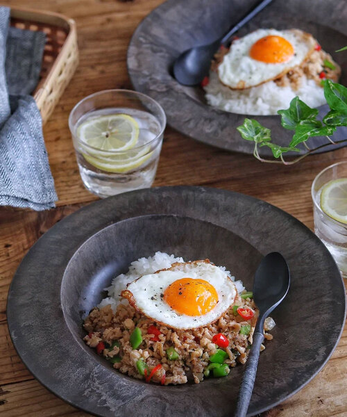 ARAS 深皿とカレースプーンのペアセット グリーン&ピンク ARAS HC 深皿とカレースプーン ペアセット GBK×GRDの通販 | BRUNO online