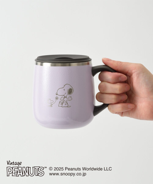 スヌーピー　蓋付マグカップ スヌーピー 蓋つきステンレスマグ ( エクリュ/short)