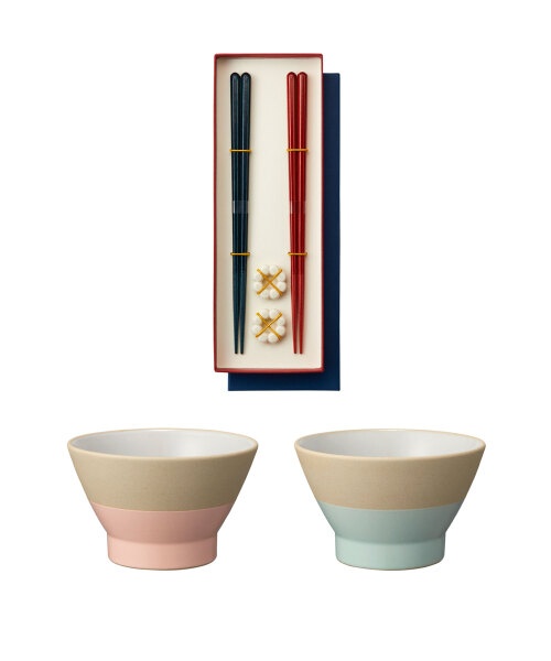 ペアWAN+ペアHASHI ギフトセット WAN ピンク×グリーン/HASHI レッド