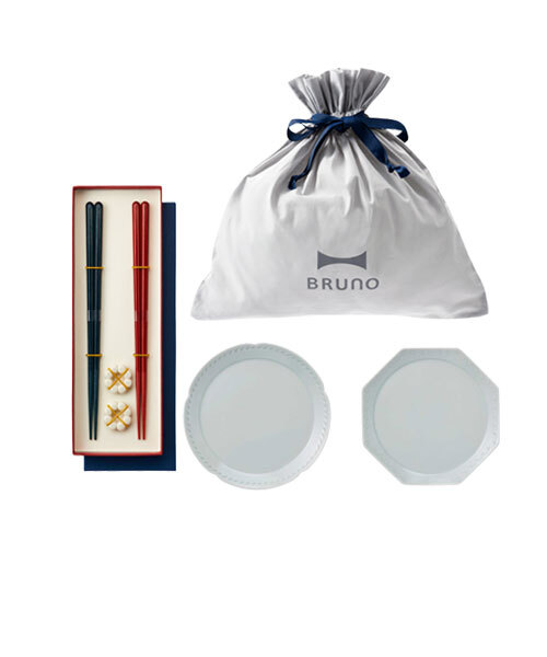 FLOWERプレートセットΦ17+ペアHASHI ギフトバッグセット プレート