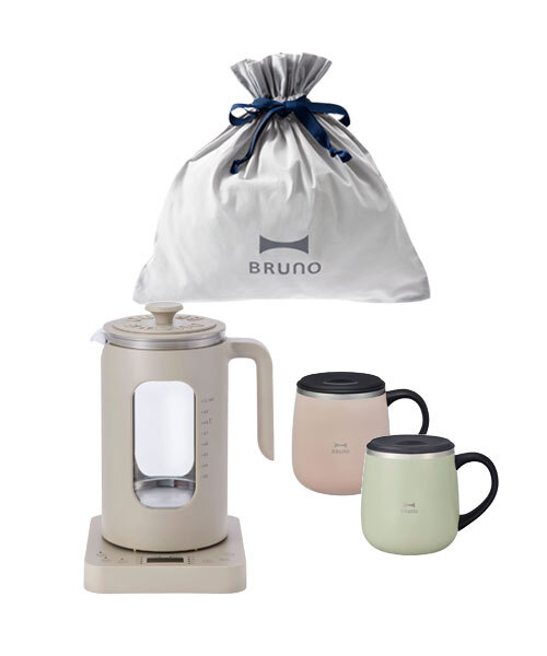 【新品未開封】　BRUNO ブルーノ　マルチケトル 温度調節マルチケトル+蓋つきステンレスマグ short2個 ギフト