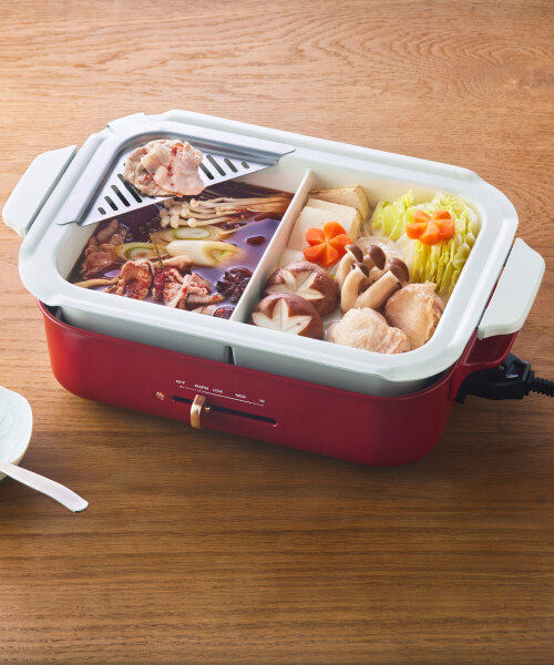 コンパクトホットプレート＋セラミックコート仕切り鍋セット