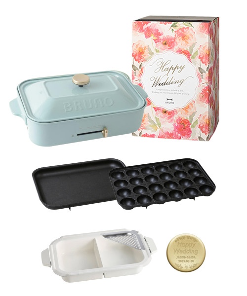 結婚祝い》コンパクトホットプレート+仕切り鍋＋刻印ノブ ギフトセット