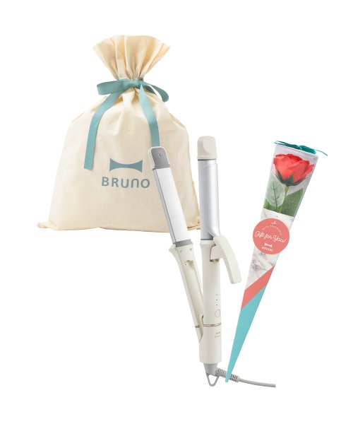 2WAYヘアアイロン＋BRUNO バスフラワー ストーン ギフト巾着Lセット