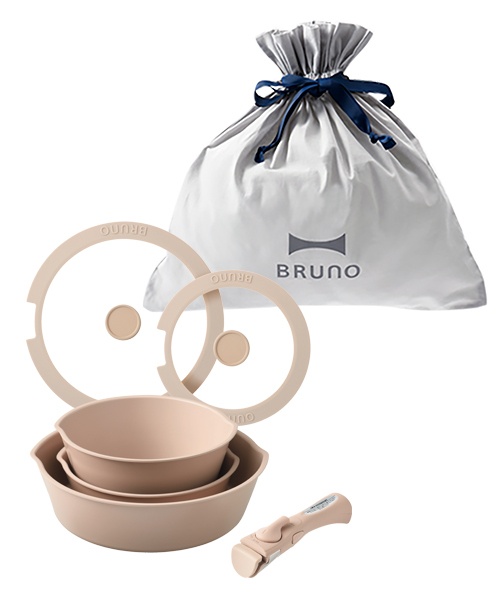 【新品未使用】BRUNO フライパン 6点セット　ピンクベージュ フライパン6点セット PBE+ギフトバッグ ピンクベージュの通販 | BRUNO