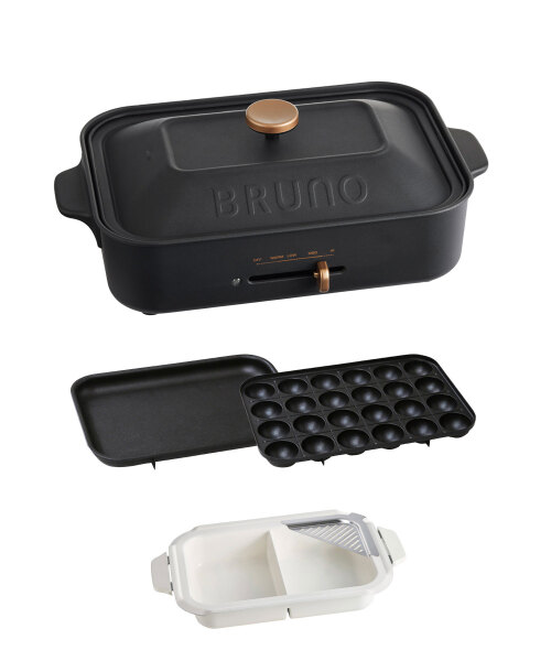 BRUNO コンパクトホットプレート レッド+セラミックコート鍋 BRUNO コンパクトホットプレート用セラミックコート鍋 – ABC