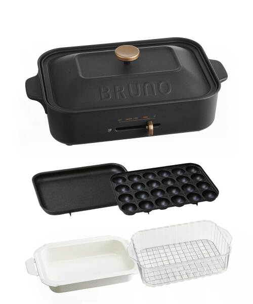 BRUNO コンパクトホットプレート セラミックコート鍋 スチーマー コンパクトホットプレート スチーマー(1段)＆セラミックコート鍋セット