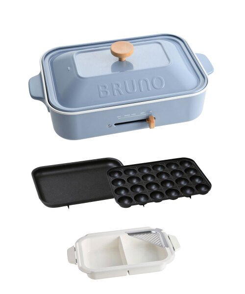 コンパクトホットプレート＋セラミックコート仕切り鍋セット ホワイト