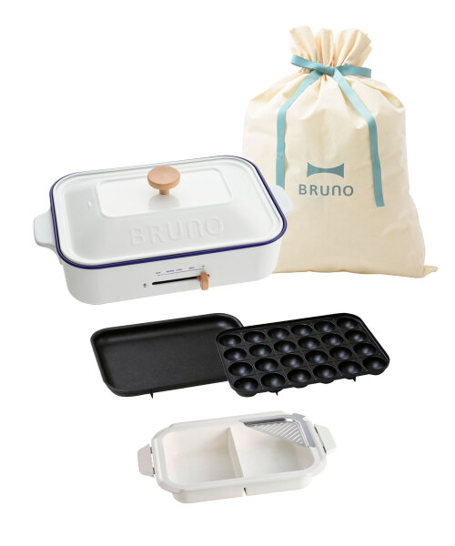 コンパクトホットプレート＋セラミックコート仕切り鍋 ギフト巾着XL