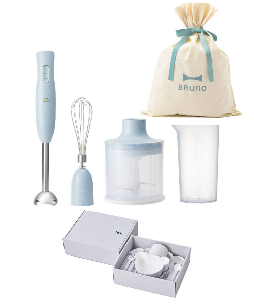 【新品未使用】BRUNブルーノマルチスティックブレンダー2 ブルーグレー マルチスティックブレンダー2+KIDS DISH ギフトボックス ベア