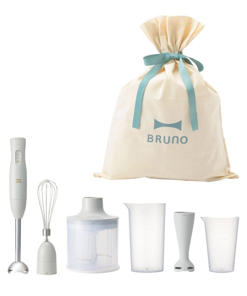 【Ruka】［新品］BRUNO マルチスティックブレンダー2Baby マルチスティックブレンダー2+Baby ギフト巾着Lセット ライトグレーの