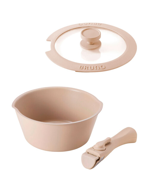 BRUNO 未開封　鍋 20cm 取っ手セット　3色セット 鍋 20cm 取っ手セット＋フライパン・鍋20cm用蓋 ピンクベージュの通販
