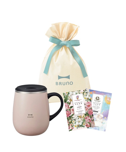 蓋つきステンレスマグ tall＋お茶2種 ギフト巾着Sセット アイボリーの