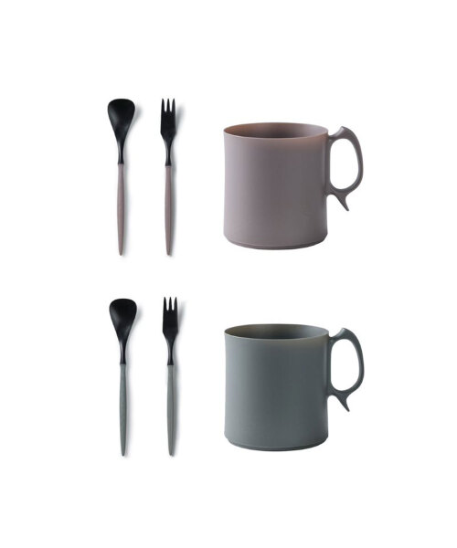 ARAS 食器セット　2ペア ARAS 深皿とカレースプーンのペアセット ブラック&グレーの通販